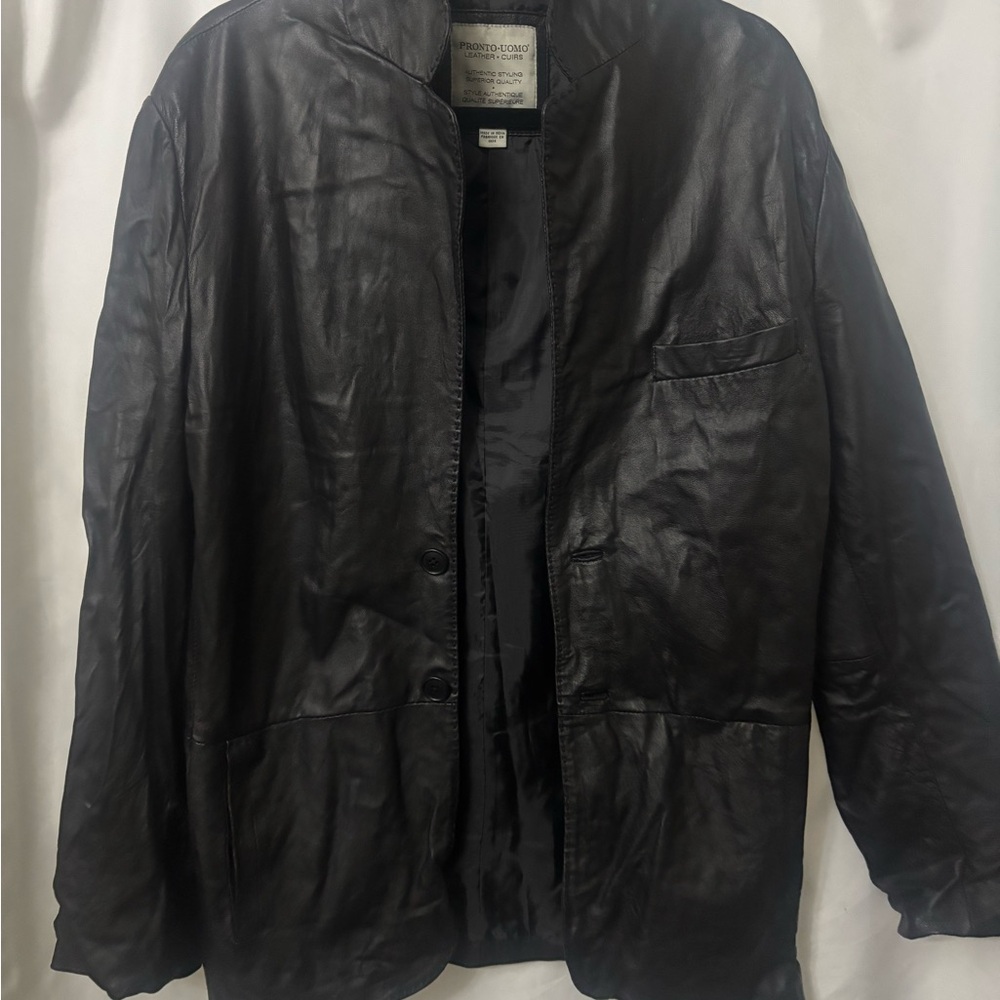 Pronto Uomo Black Leather Jacket